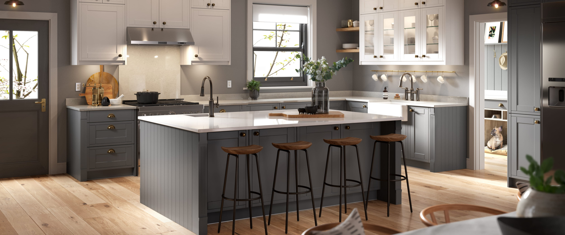 Framed Kitchen In Charcoal Chalk White Matte Wren Kitchens