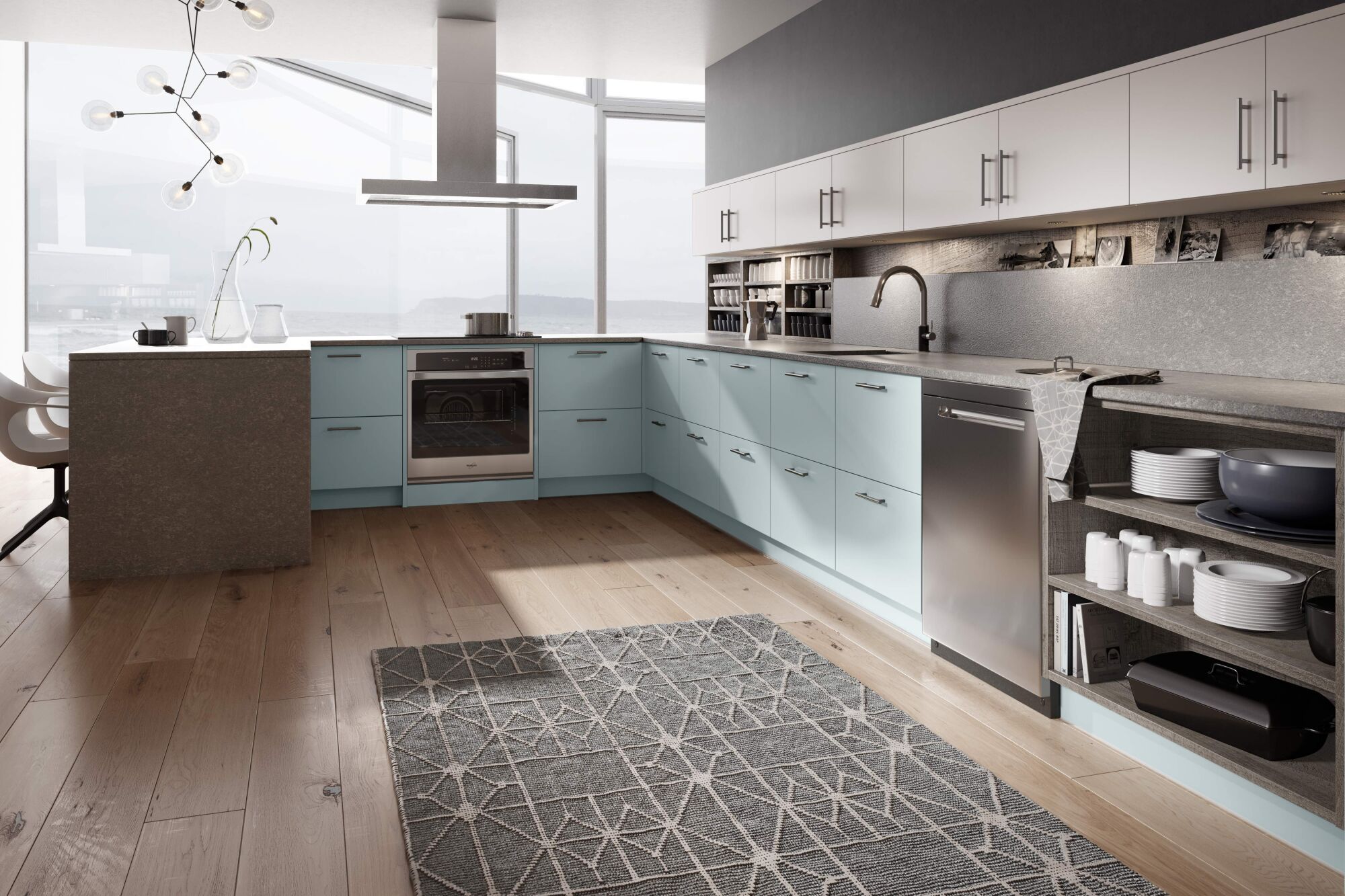 Ultra Kitchen in Cloud Blue Satin  Start planning your dream kitchen today  with Wren Kitchens. Book a FREE design measure appointment and visit us in  one of our state-of-the-art kitchen showrooms.