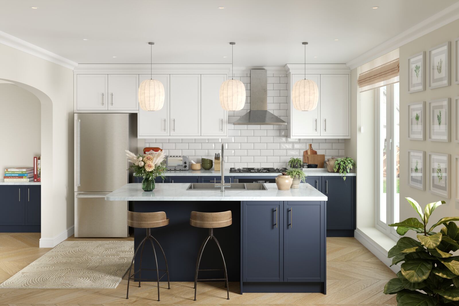 Shaker Slim Kitchen in Navy Blue and White Matte | Start planning your ...