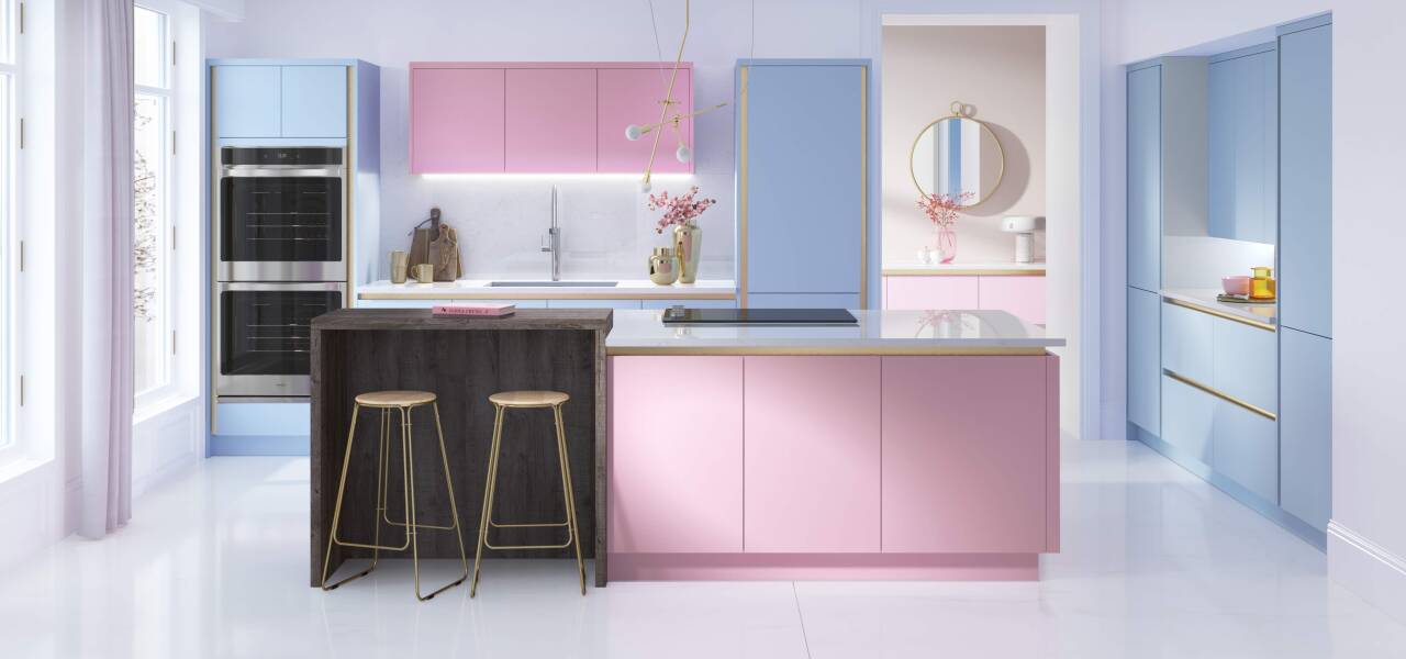 Milano Contour Kitchen in Jelly Bean and Cotton Candy Matte