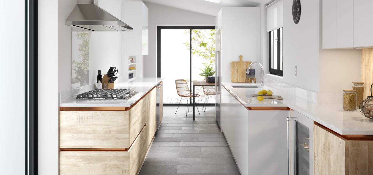 Milano Elements Kitchen in Harvest Oak Matte and Bianco Gloss